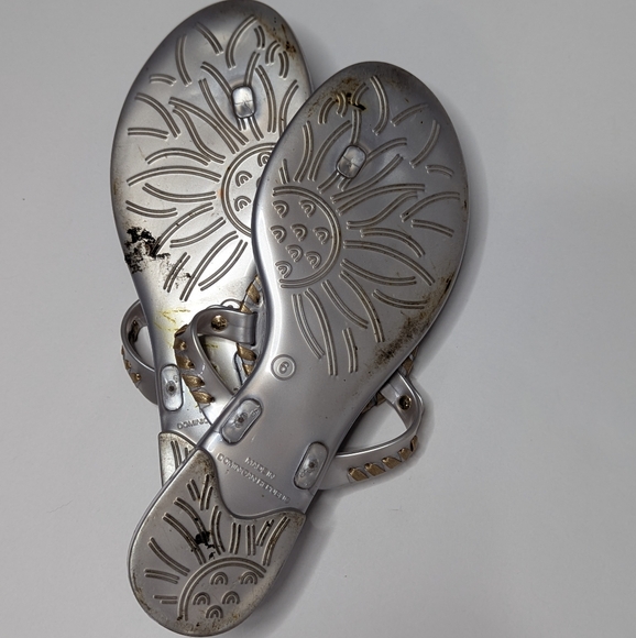JACK ROGERS Georgica Silver & Gold Jelly Thong Sandal Sz 6 - Picture 8 of 8